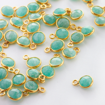 Amazonit krążek fasetowany w okuciu zawieszka AG925 6mm