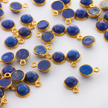 Lapis lazuli krążek w okuciu zawieszka AG925 6mm