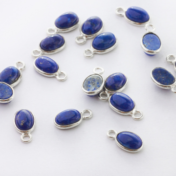 Lapis lazuli owal w okuciu zawieszka AG925 7mm