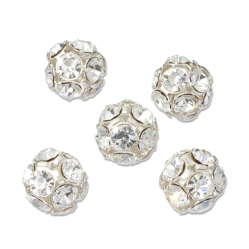 Przekładki srebrne kulki z diamencikami,AG925 13mm