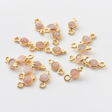 Kamień słoneczny krążek gładki zawieszka w okuciu AG925 pozłacana 3,5mm