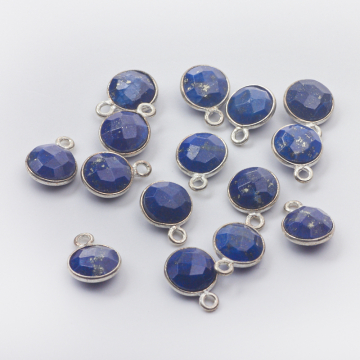 Lapis lazuli krążek fasetowany zawieszka w okuciu AG925 8mm