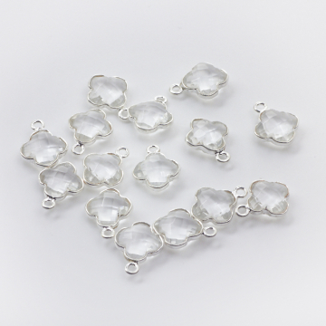 Kryształ górski koniczyna marokańska fasetowana w okuciu AG925 9mm