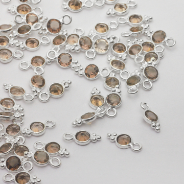 Srebrna zawieszka kwarc dymny w okuciu AG925 11mm