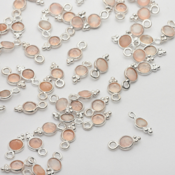 Srebrna zawieszka różowy chalcedon w okuciu AG925 10,5mm