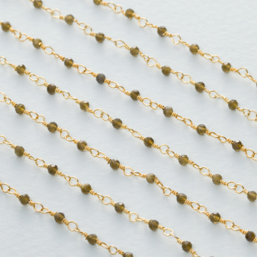 Łańcuch srebrny AG925 pozłacany z kryształem dymnym fasetowanym 2mm