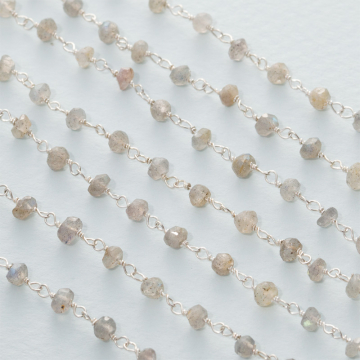 Łańcuch srebrny AG925 z labradorytem fasetowanym 3,5x3mm