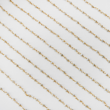 Srebrny łańcuch z masą perłową AG925 pozłacany 2mm