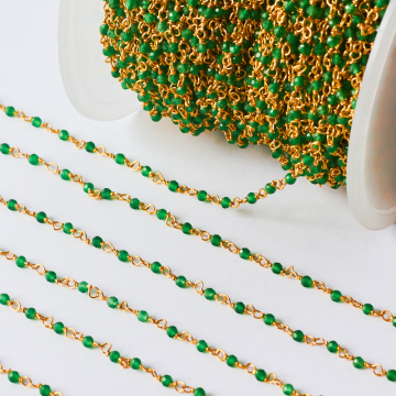 Srebrny łańcuch z zielonym onyksem AG925