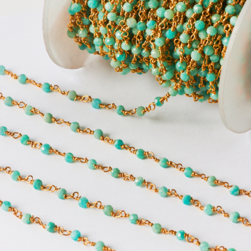 Srebrny łańcuch z amazonitem fasetowanym AG925 3mm