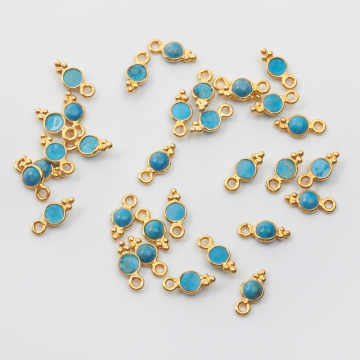 Srebrna zawieszka magnezyt w srebrnym okuciu AG925 pozłacana 6mm