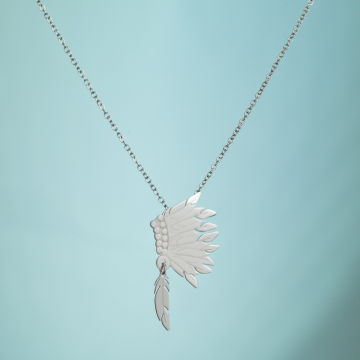 Srebrny rodowany naszyjnik warbonnet,  AG925 44cm