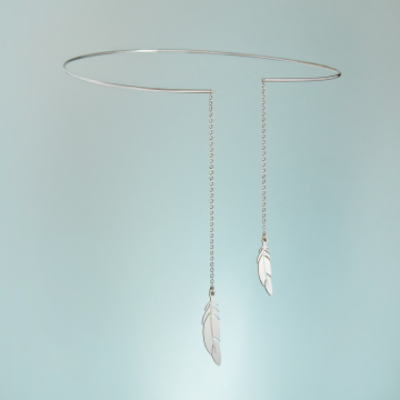 Srebrny rodowany naszyjnik obręcz Ohinyan,  AG925 13cm