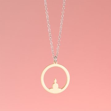 Srebrny rodowany naszyjnik z pozłacaną zawieszką hinduska Śiwa,  AG925 46cm