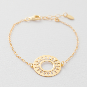 Srebrna, pozłacana bransoletka koło azteckie,  AG925 19cm