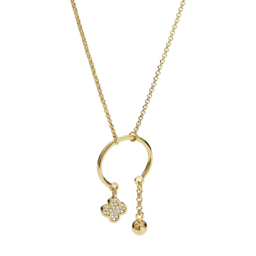 Naszyjnik złocony z kwiatkiem z cyrkoniami AG925