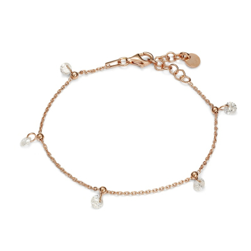 Bransoletka różowe złoto z białymi cyrkoniami AG925