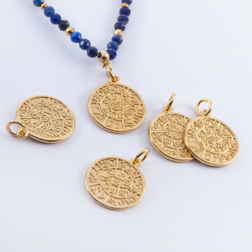 Srebrna moneta zawieszka pozłacana 14mm