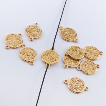 Srebrna moneta mała łącznik pozłacany 10,5mm