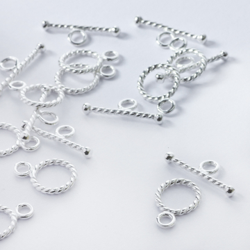 Srebrne zapięcie toggle skręcane kółko i patyczek AG925 srebrny 10,7mm