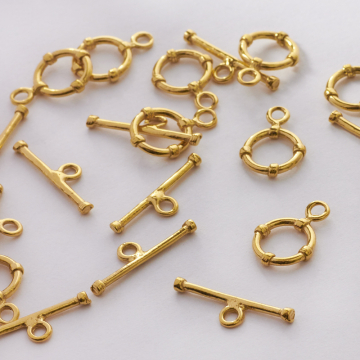 Srebrne zapięcie toggle  kółko i patyczek AG925 złoty 9,5mm