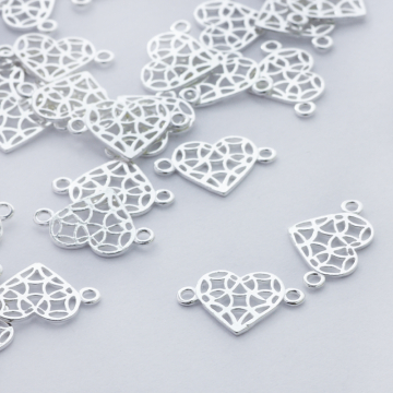 Srebrny łącznik serce ozdobne AG925 18mm