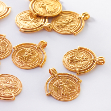 Srebrna zawieszka moneta z ramką AG925 22mm