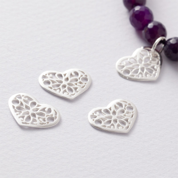 Srebrny łącznik serce ażurowe AG925 13x17mm