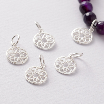 Srebrna zawieszka ozdobna kółko z zawijasami AG925 12,5mm