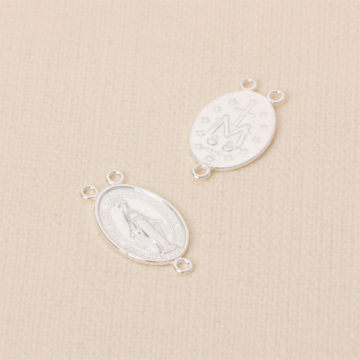 Srebrny łącznik Matka Boska z trzema oczkami AG925 23x13mm
