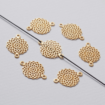 Rozgałęźnik ażurowy 2 oczka 14 mm AG925 pozłacany