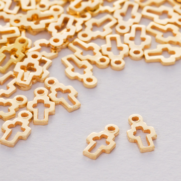 Srebrna zawieszka krzyż wycięty AG925 pozłacany 9x5mm