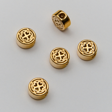 Srebrny koralik ażurowy koniczyna AG925 pozłacane 8mm