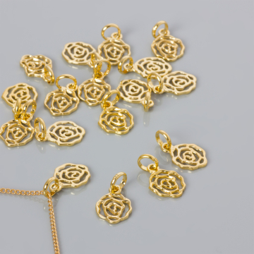 Srebrna zawieszka ażurowa różyczka AG925 pozłacana 5x11mm