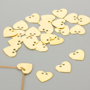Srebrna blaszka celebrytka serce AG925 pozłacana 14x15mm