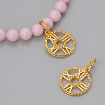 Srebrna zawieszka ażurowa zegar tarczowy AG925 pozłacana 15mm