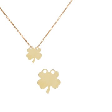 Srebrna blaszka celebrytka koniczynka z dwoma oczkami AG925 pozłacana 15x14,5mm