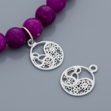 Srebrna zawieszka okrągła kwiaty AG925 14mm