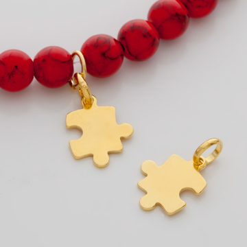 Srebrna zawieszka celebrytka puzzel AG925 pozłacana 16mm