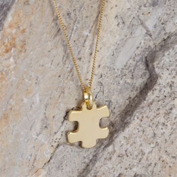 Srebrna gładka zawieszka puzzel AG925 pozłacana 15,5x13mm