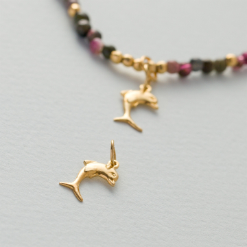 Srebrna zawieszka do bransoletek delfinek AG925 pozłacana 15x9mm