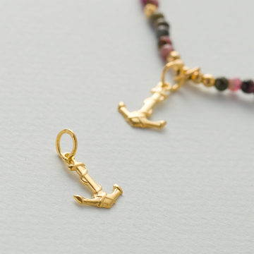 Srebrna zawieszka do bransoletek kotwica AG925 pozłacana 16.5x11mm