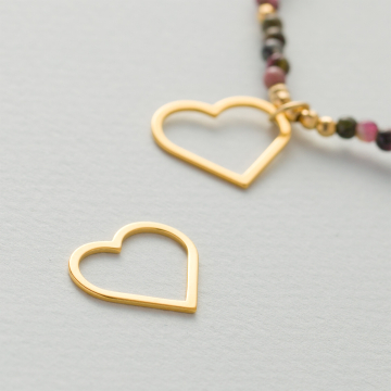 Srebrna blaszka celebrytka wycięte serce AG925 pozłacana 17.5x19.5mm