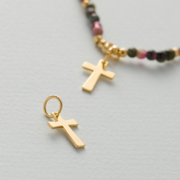 Srebrna zawieszka do bransoletek krzyż AG925 pozłacana 14.5x10mm