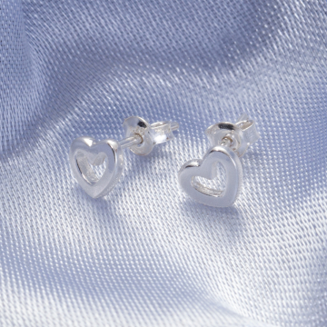 Srebrne kolczyki serca wycięte AG925 6mm