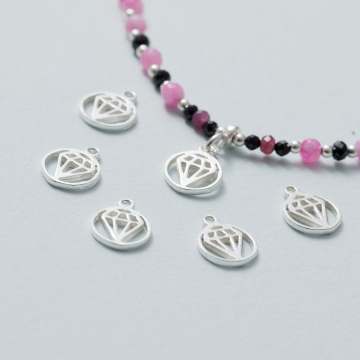 Zawieszka diament w kółku AG925 srebrny 8mm