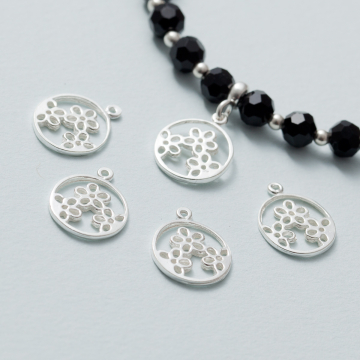 Zawieszka kwiatki w kółku AG925 srebrny 12mm