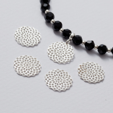 Zawieszka ażurowa rozeta srebrny 15 mm