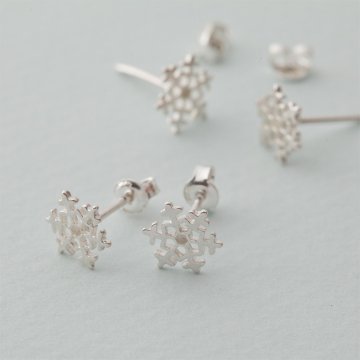 Kolczyki śnieżynki AG925 8mm