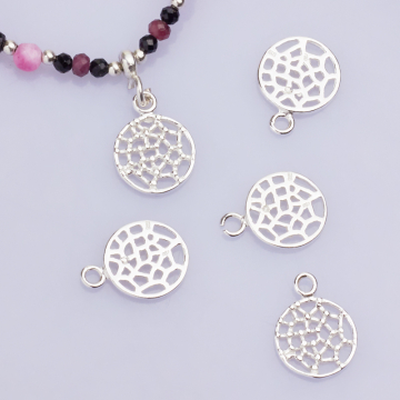 Srebrna zawieszka pajęczyna w kółku AG925 9mm